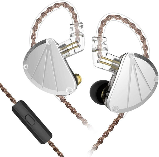 Kbear KB10 Pure IEM 5 Drivers Stage in Ear Monitor with Detachable 2 Pin Cable for Singer(With Microphone, Silver Black)